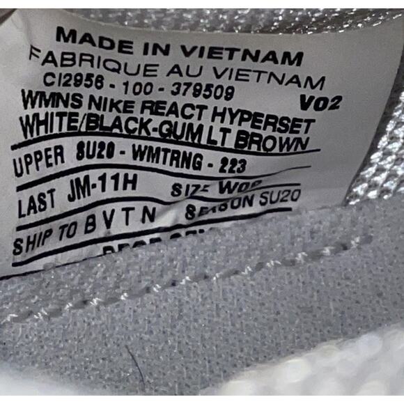 Nike React Hyperset CI2956-100 Women Volleyball Shoes White Black Gum Rare 8.5W - Picture 10 of 12